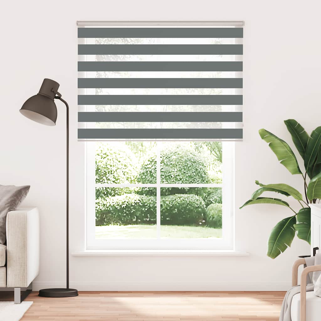 VidaXL store enrouleur zèbre 160x230 cm largeur de tissu 155,9 cm gris foncé