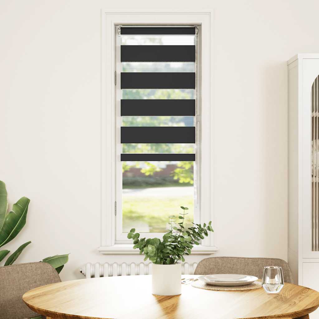 VidaXL store enrouleur zèbre 40x100 cm largeur de tissu 35,9 cm noir