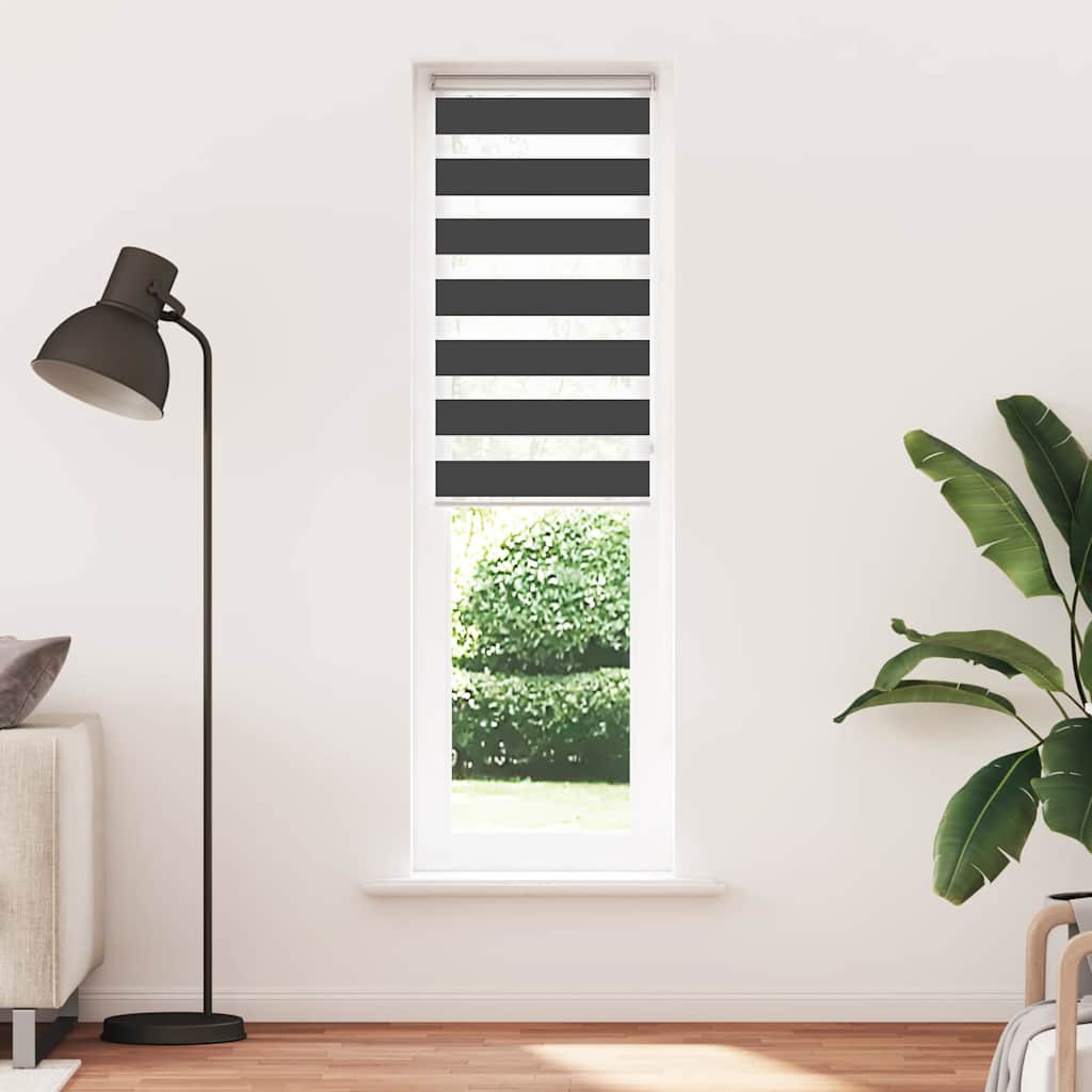 VidaXL store enrouleur zèbre 60x200 cm largeur de tissu noir 55,9 cm