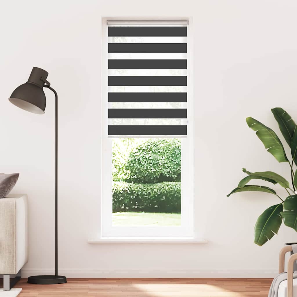 VidaXL store enrouleur zèbre 75x230 cm largeur de tissu 70,9 cm noir