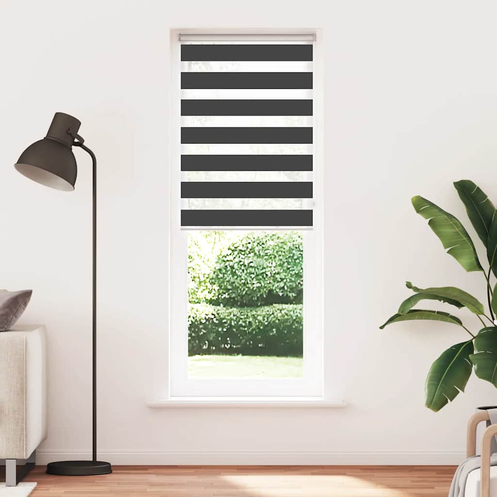 VidaXL store enrouleur zèbre 90x230 cm largeur de tissu 85,9 cm noir