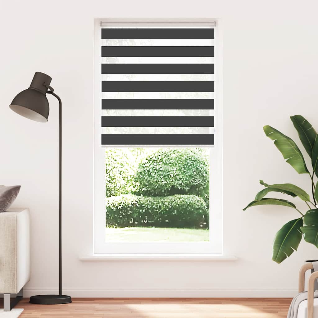VidaXL store enrouleur zèbre 115x230 cm largeur de tissu 110,9 cm noir