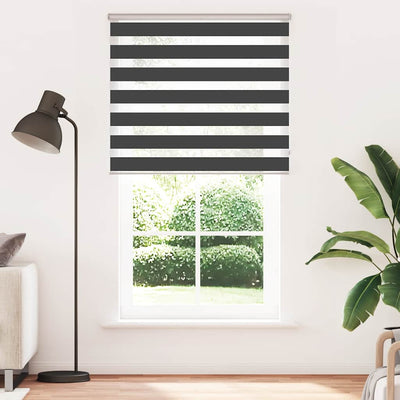 VidaXL store enrouleur zèbre 125x230 cm largeur de tissu 120,9 cm noir
