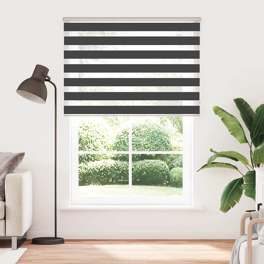 VidaXL store enrouleur zèbre 165x230 cm largeur de tissu 160,9 cm noir