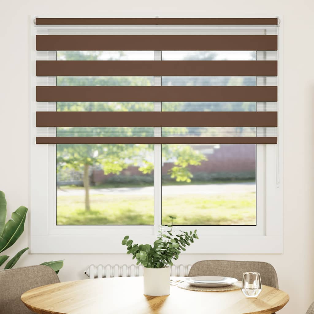 Vidaxl Zebra Rouleau aveugle 140x100 cm Largeur de poussière 135,9 cm Brown en polyester