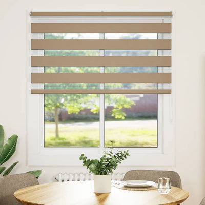 VidaXL store zèbre 125x100 cm largeur de tissu 120,9 cm polyester marron sable