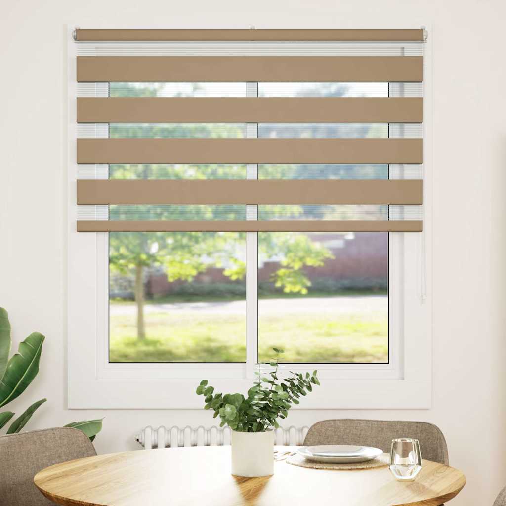 VidaXL store zèbre 135x100 cm largeur de tissu 130,9 cm polyester marron sable