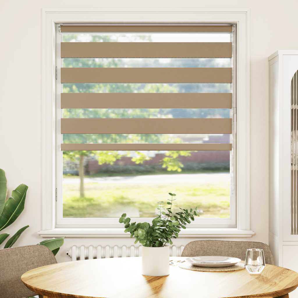 VidaXL store zèbre 95x150 cm largeur de tissu 90,9 cm polyester marron sable