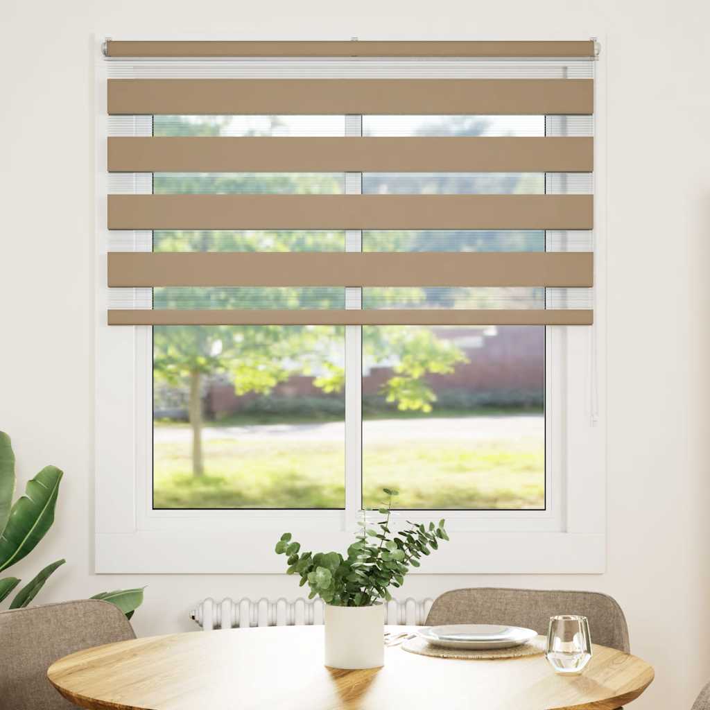 VidaXL store zèbre 120x150 cm largeur de tissu 115,9 cm polyester marron sable