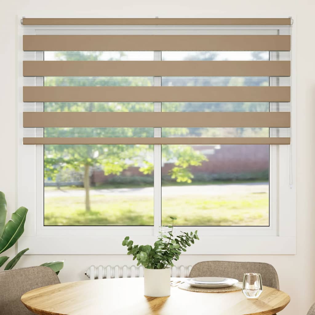 VidaXL store zèbre 155x150 cm largeur de tissu 150,9 cm polyester marron sable