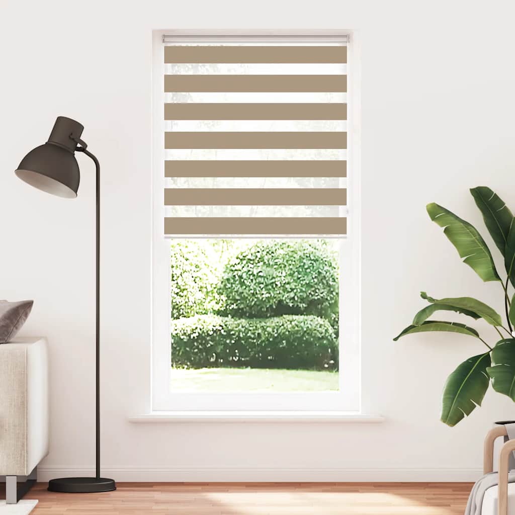 VidaXL store zèbre 115x200 cm largeur de tissu 110,9 cm polyester marron sable