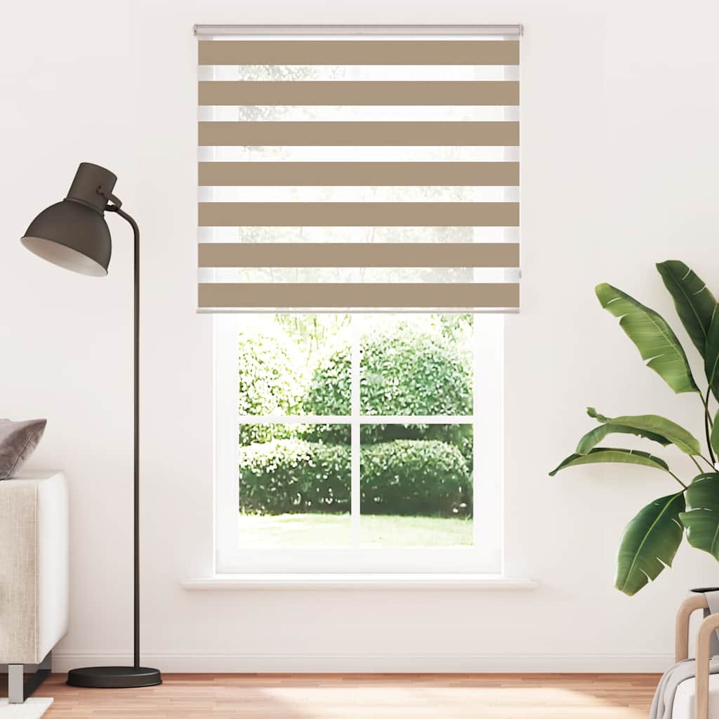 VidaXL store zèbre 125x200 cm largeur de tissu 120,9 cm polyester marron sable