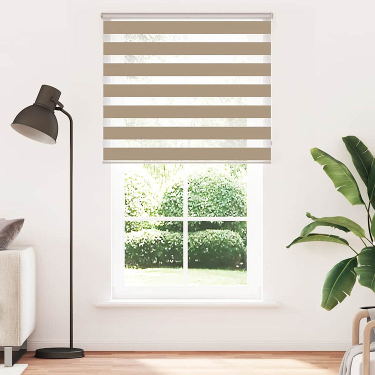 VidaXL store zèbre 130x200 cm largeur de tissu 125,9 cm polyester marron sable