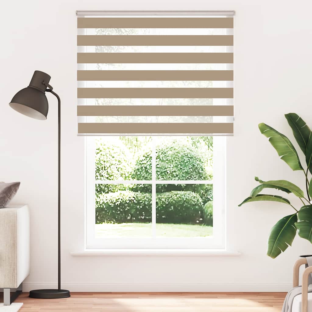 VidaXL store zèbre 140x200 cm largeur de tissu 135,9 cm polyester marron sable
