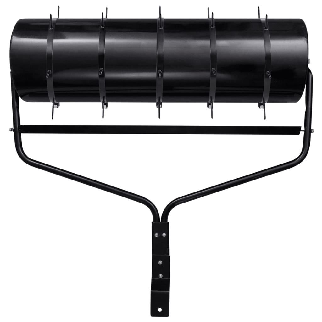 Vidaxl rouleau à gazon tractable avec pinces d'aération 63 l fer noir