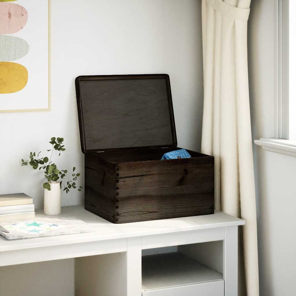 Vidaxl Boîte en bois avec couvercle 40x30x23 cm en pin massif noir