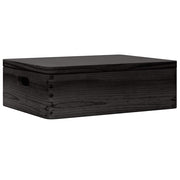 Vidaxl Boîte en bois avec poignées de couvercle 40x30x13cm en bois de pin noir - afbeelding 2