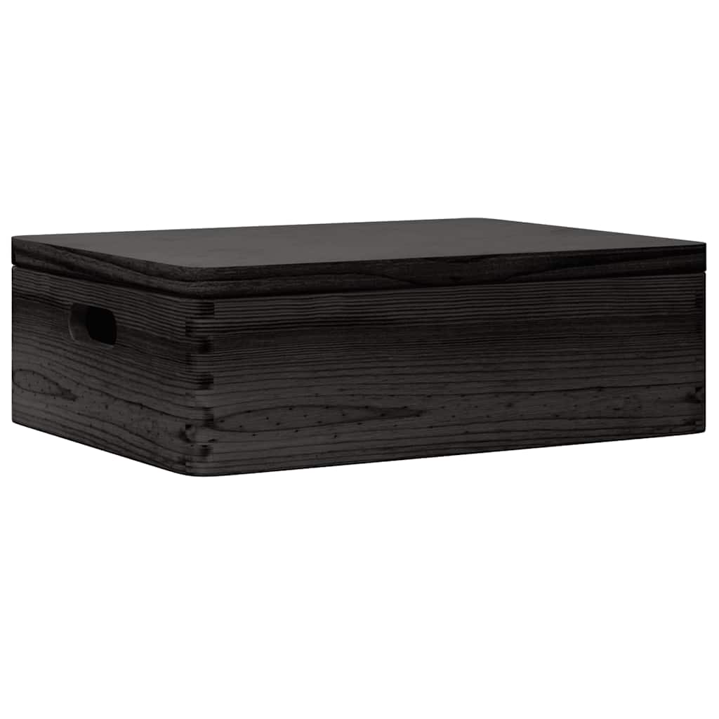 Vidaxl Boîte en bois avec poignées de couvercle 40x30x13cm en bois de pin noir