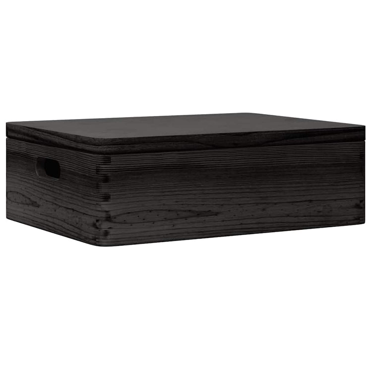 Vidaxl Boîte en bois avec poignées de couvercle 40x30x13cm en bois de pin noir