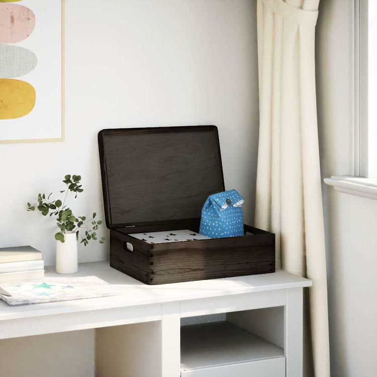 Vidaxl Boîte en bois avec poignées de couvercle 40x30x13cm en bois de pin noir