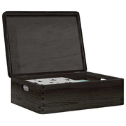 Vidaxl Boîte en bois avec poignées de couvercle 40x30x13cm en bois de pin noir - afbeelding 1