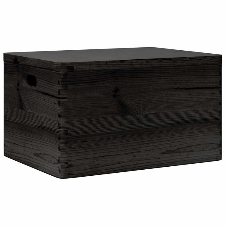 Vidaxl Boîte en bois avec poignées de couvercle 40x30x23cm en bois de pin noir