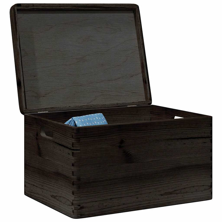 Vidaxl Boîte en bois avec poignées de couvercle 40x30x23cm en bois de pin noir
