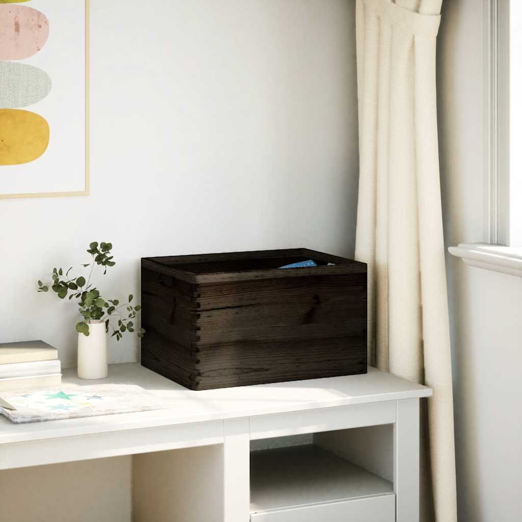 Vidaxl Boîte en bois avec poignées 40x30x23 cm en pin massif noir