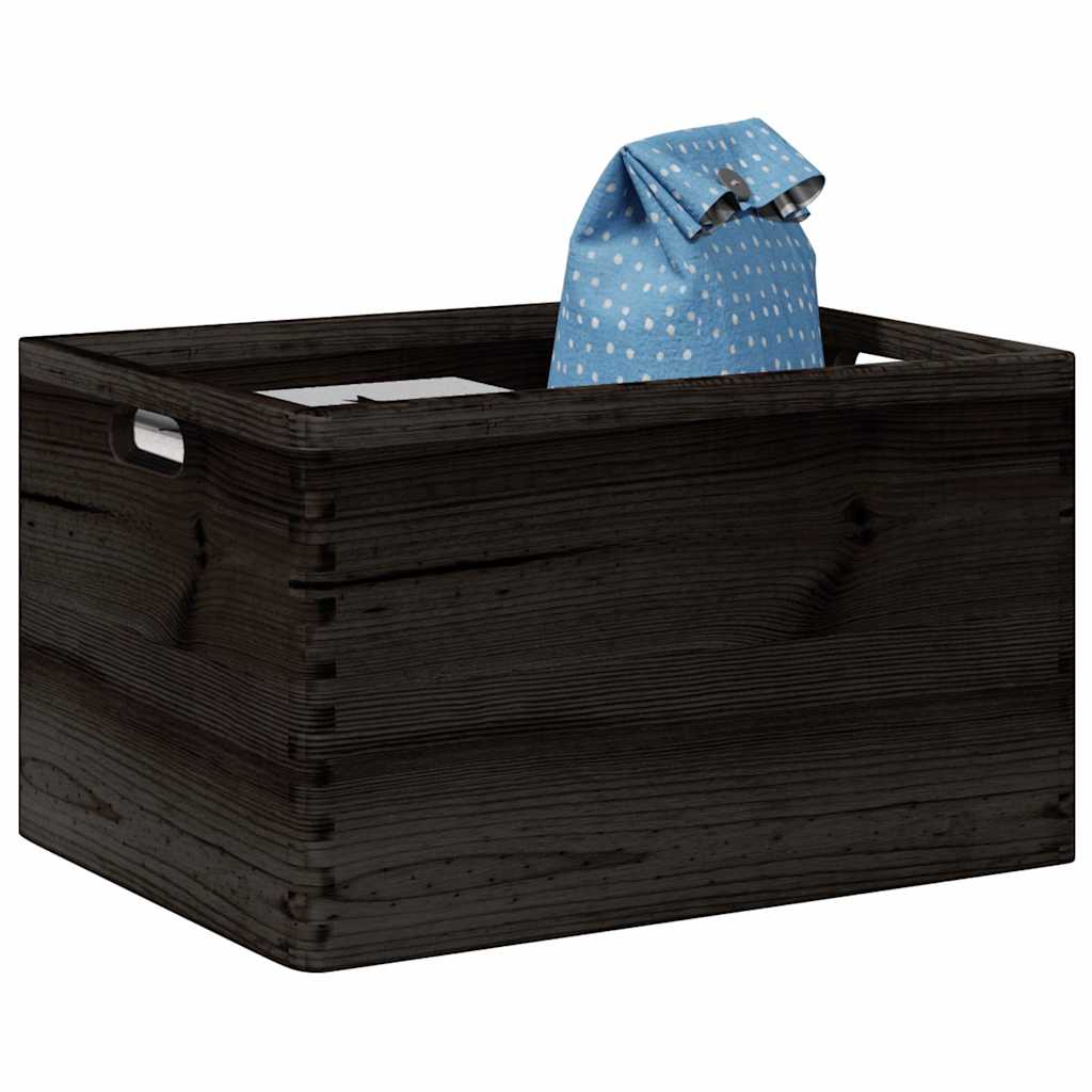 Vidaxl Boîte en bois avec poignées 40x30x23 cm en pin massif noir