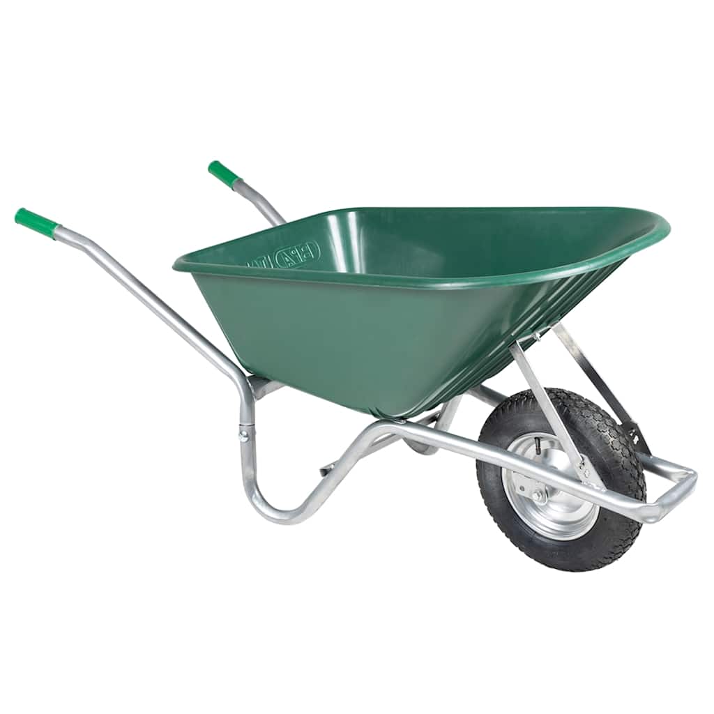 Vidaxl Wheelbarrow 90 L 150 kg en acier galvanisé et vert en plastique