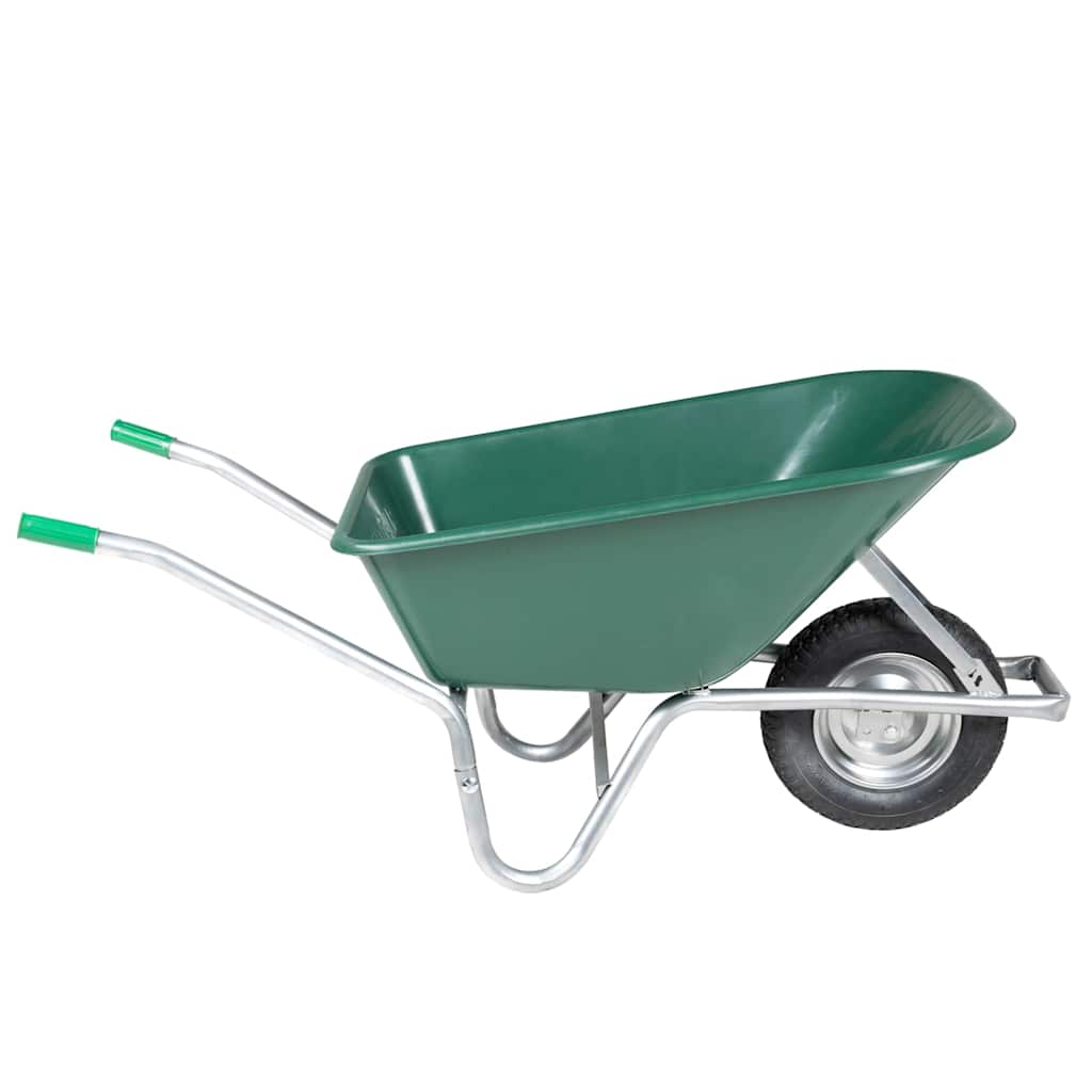 Vidaxl Wheelbarrow 90 L 150 kg en acier galvanisé et vert en plastique