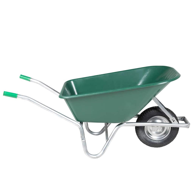 Vidaxl Wheelbarrow 90 L 150 kg en acier galvanisé et vert en plastique