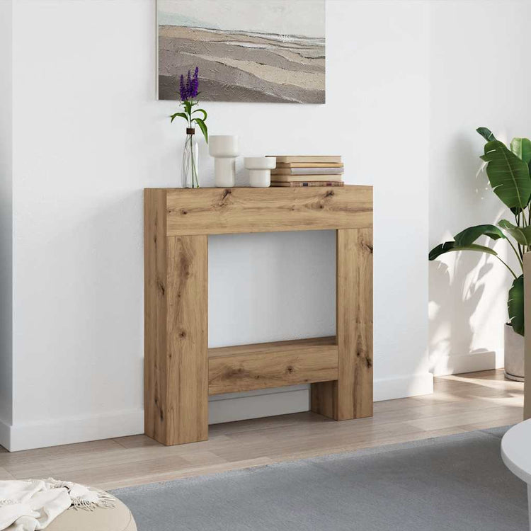 Cadre de cheminée VidaXL 81x18x82 cm en bois travaillé, couleur chêne artisanal