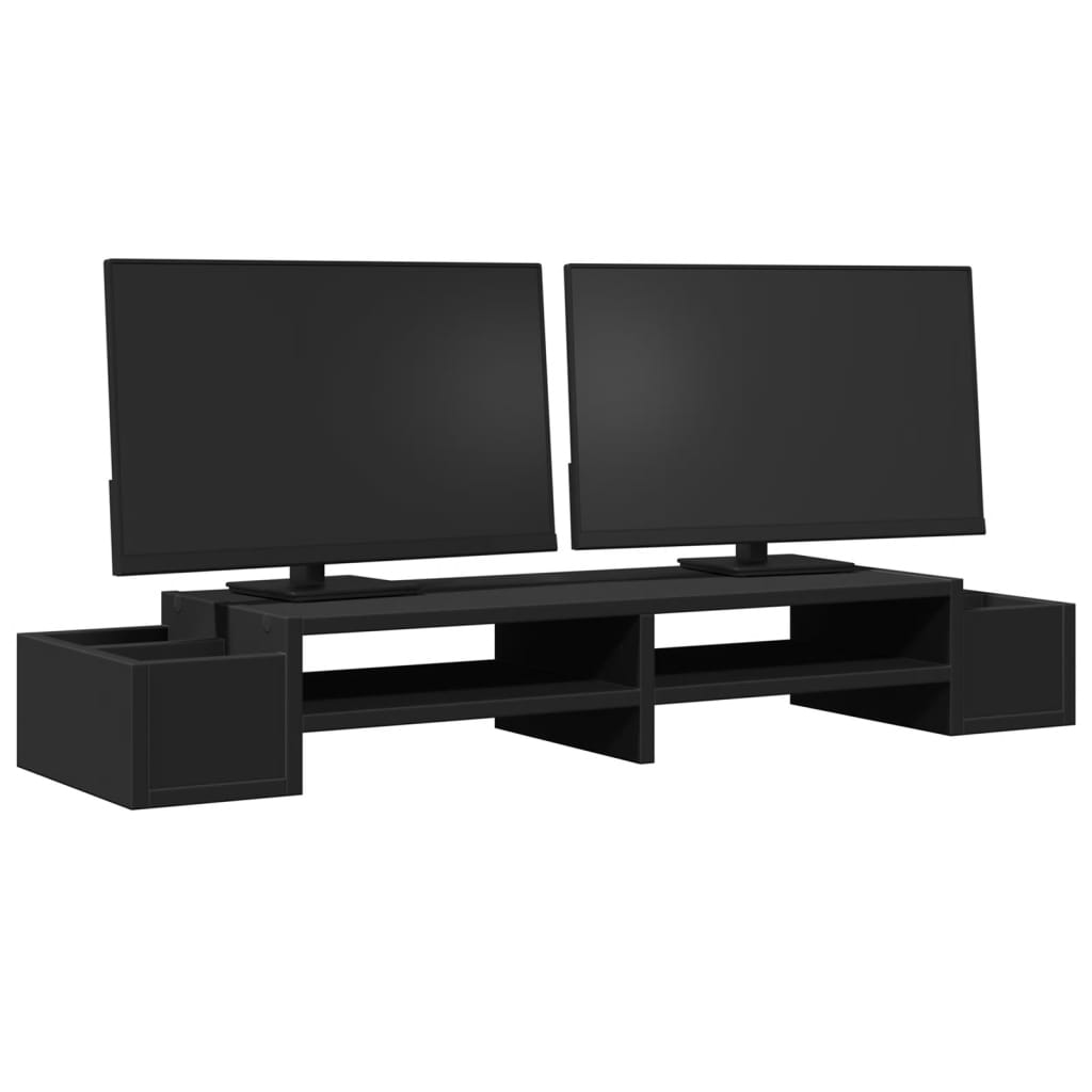 Support de moniteur Vidaxl avec espace de stockage 100x27x15 cm noir