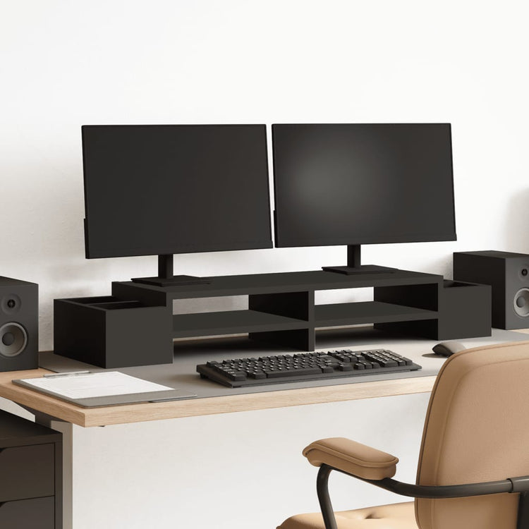 Support de moniteur Vidaxl avec espace de stockage 100x27x15 cm noir