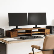 Support de moniteur Vidaxl avec stockage 100x27x15 cm chêne fumé en bois - afbeelding 1