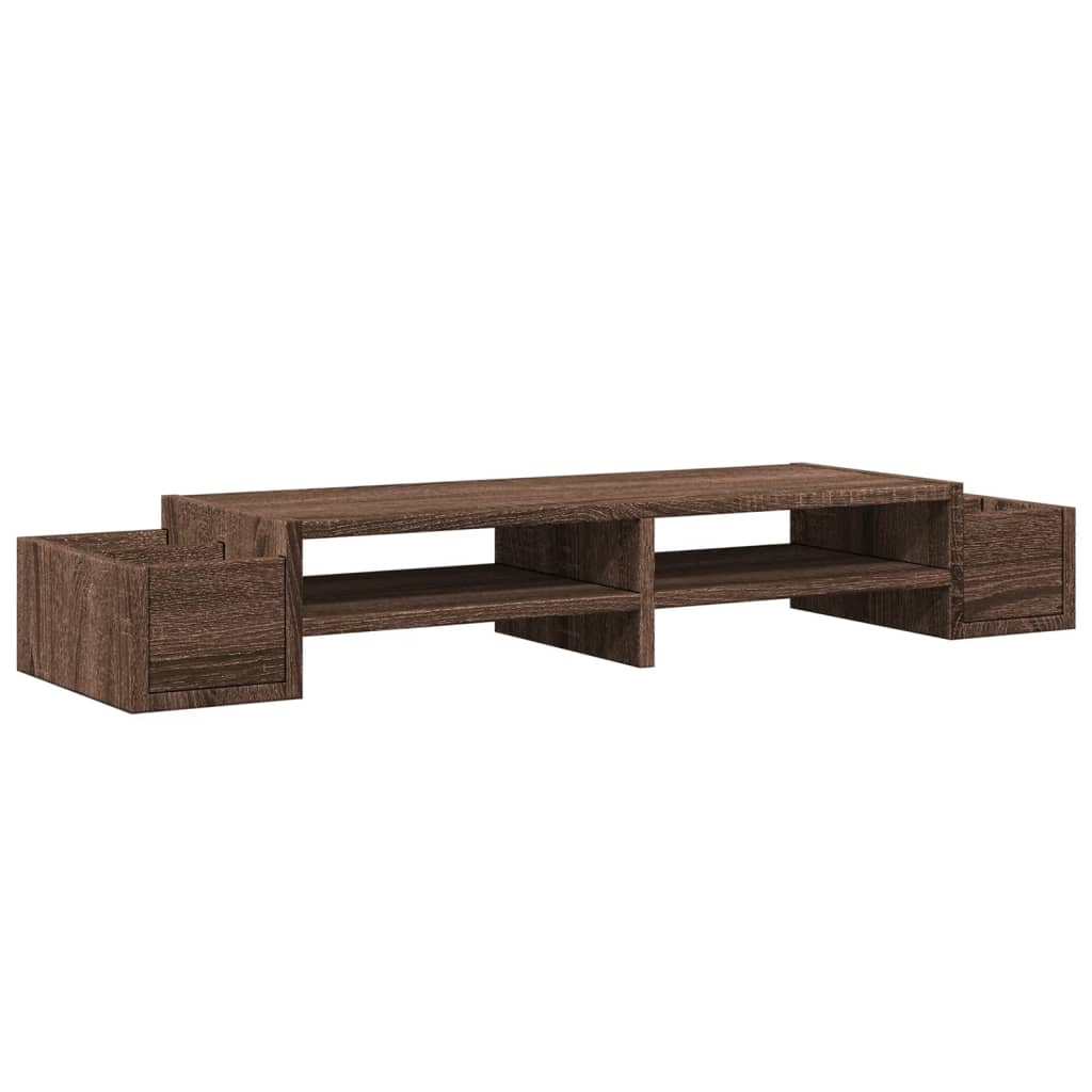 Support de moniteur Vidaxl avec espace de stockage 100x27x15 cm en bois brun en bois