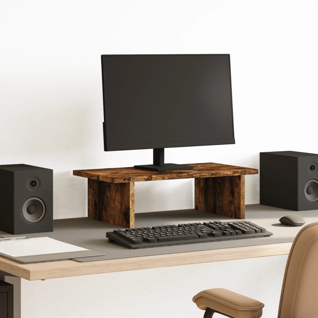 Le moniteur Vidaxl comprend 50x27x15 cm de chêne fumé en bois de bois de couleur