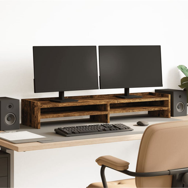 Vidaxl Monitor Standard 100x24x16 cm Couleur de chêne fumé en bois transformé