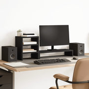 Support de moniteur Vidaxl avec Organisateur de bureau Bois Black - afbeelding 1