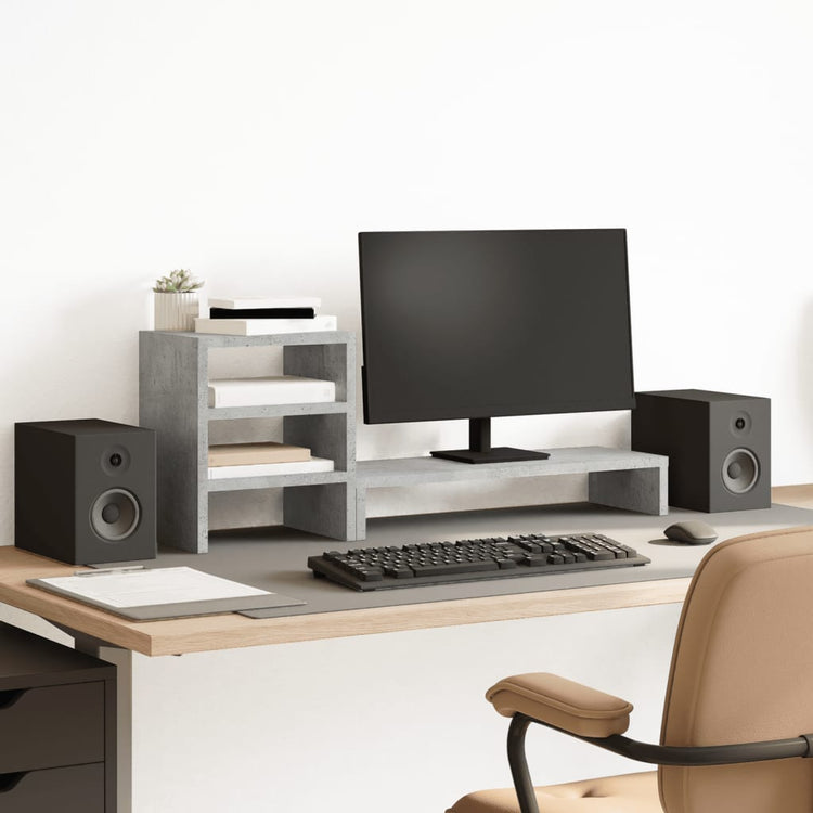 Support de moniteur Vidaxl avec Betongrij en bois édité en bois édité Betongrijs