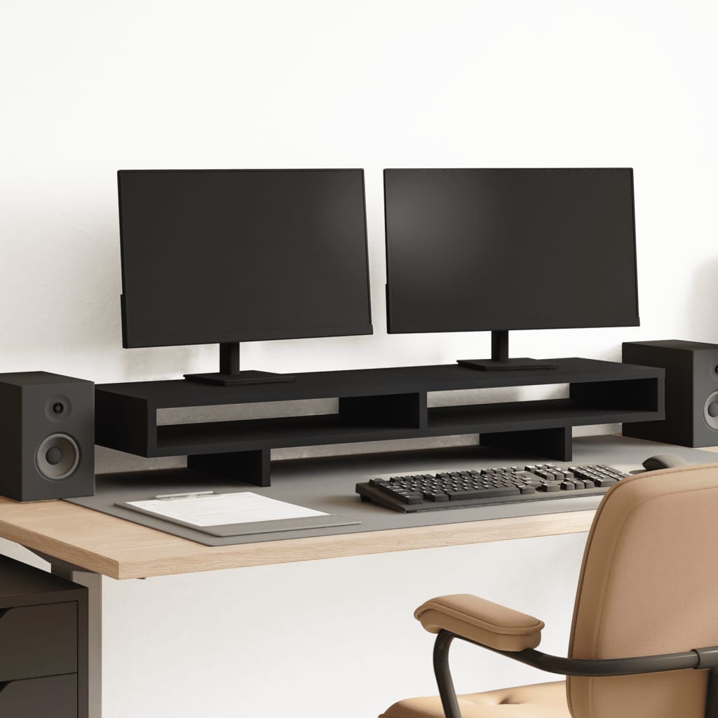 Vidaxl Monitor Standard 100x27x15 cm Bois transformé en noir