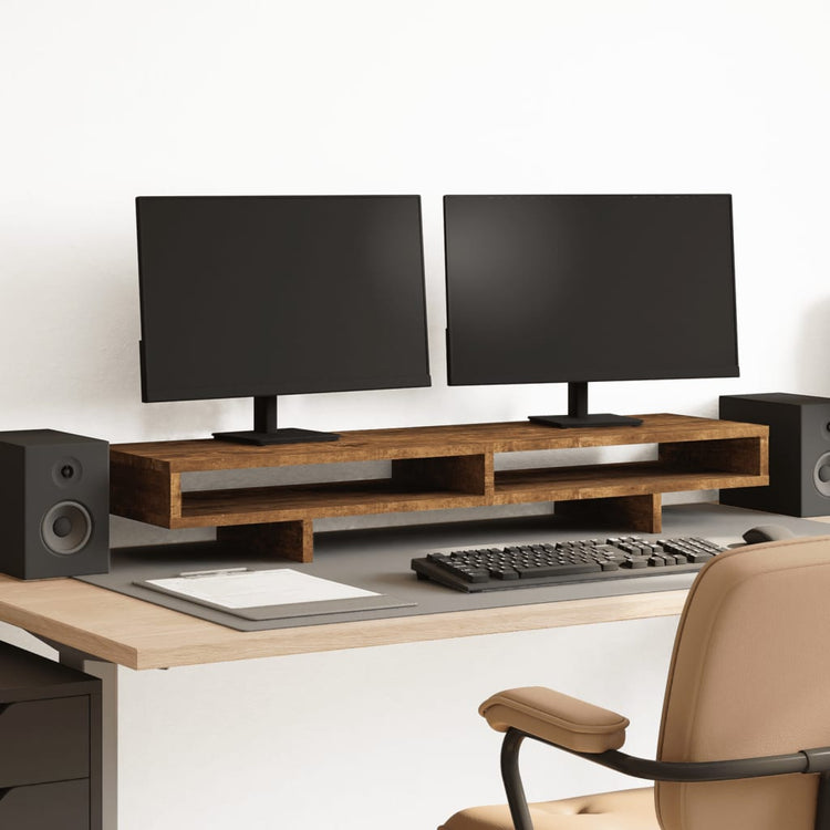Vidaxl Monitor Standard 100x27x15 cm Couleur de chêne fumé en bois transformé