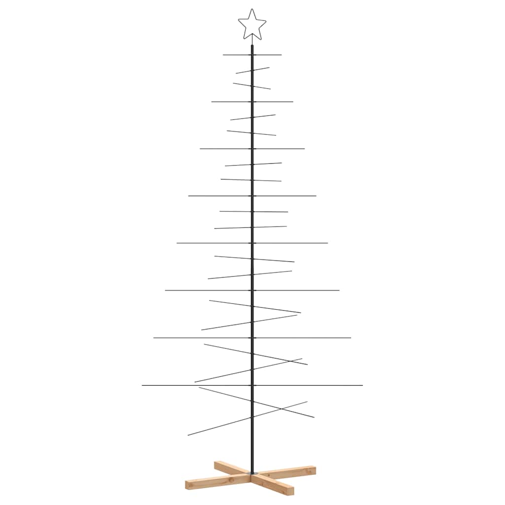 Vidaxx décoration de Noël sapin de Noël avec socle en bois 210 cm métal noir