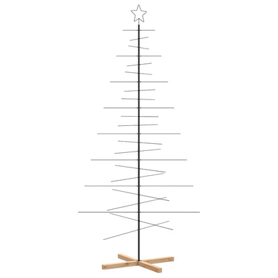 Vidaxx décoration de Noël sapin de Noël avec socle en bois 210 cm métal noir
