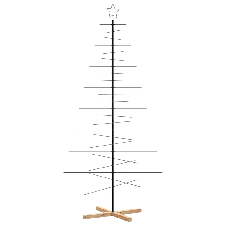 Vidaxx décoration de Noël sapin de Noël avec socle en bois 210 cm métal noir