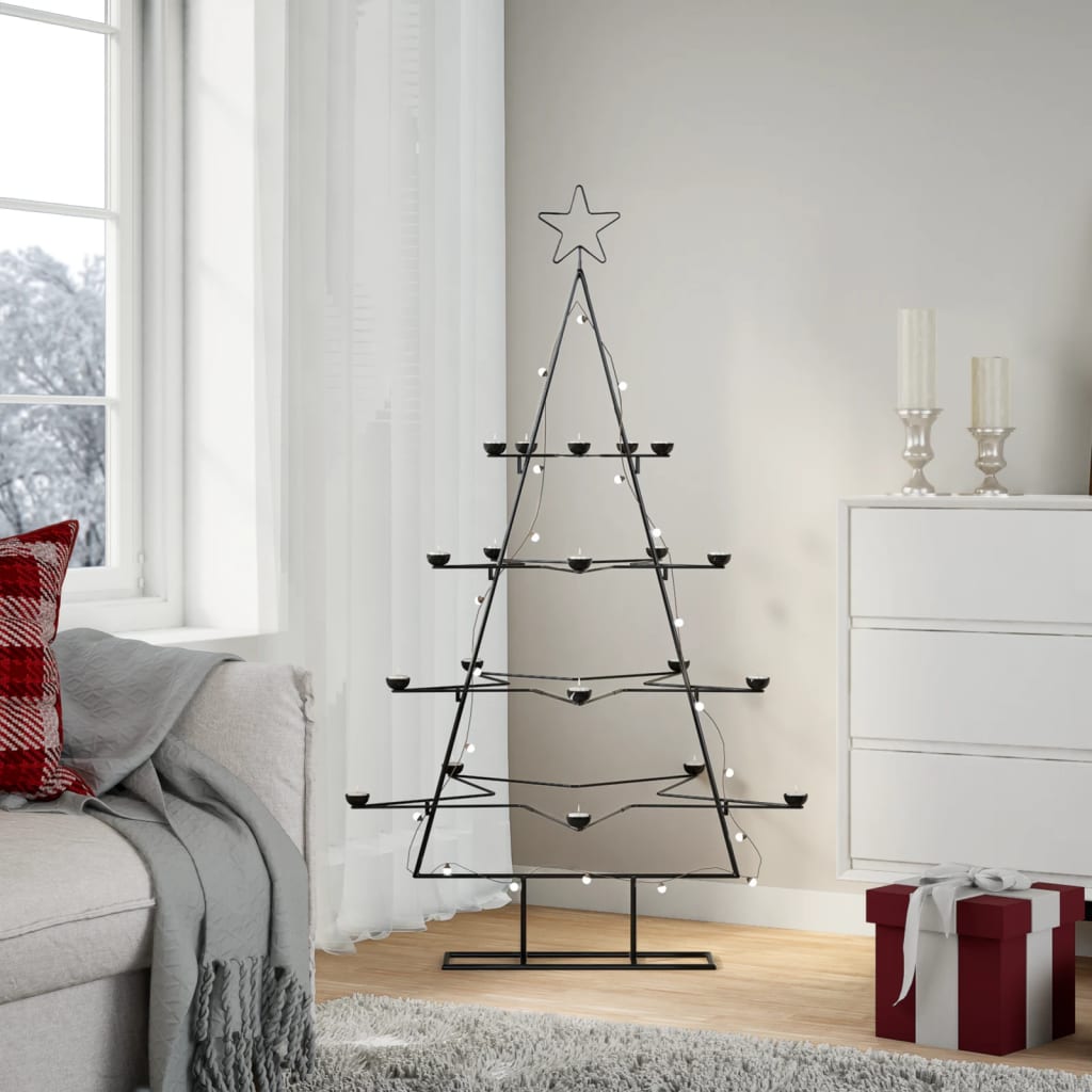 Vidaxl Christmas Decoration Tree de Noël 140 cm Métal noir