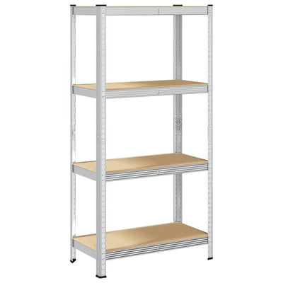 Rack de stockage Vidaxl en acier à 4 couches et argent en bois transformé de couleur