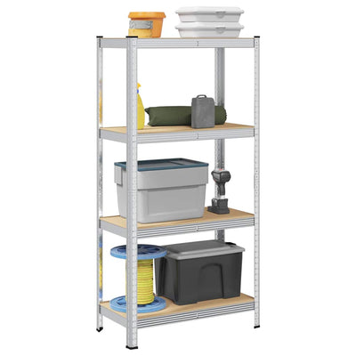 Rack de stockage Vidaxl en acier à 4 couches et argent en bois transformé de couleur