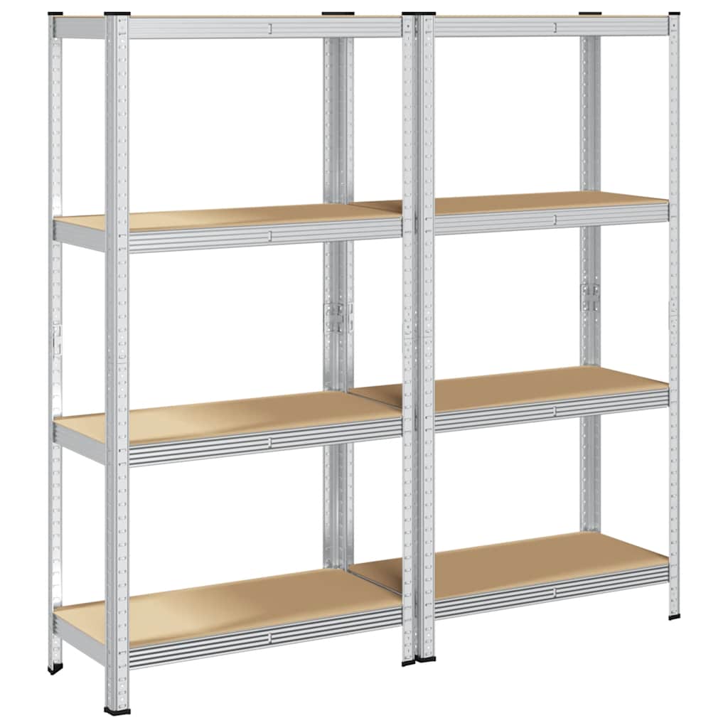 Racks de stockage vidaxl 4 couches 2 st en acier en bois transformé en argent coloré